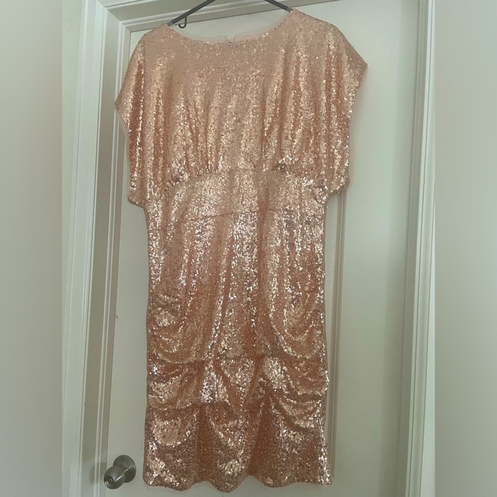 Cap sleeve Rose gold dress